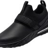 LARNMERN Slip Resistant Work Shoes Black Mens Slip On-0