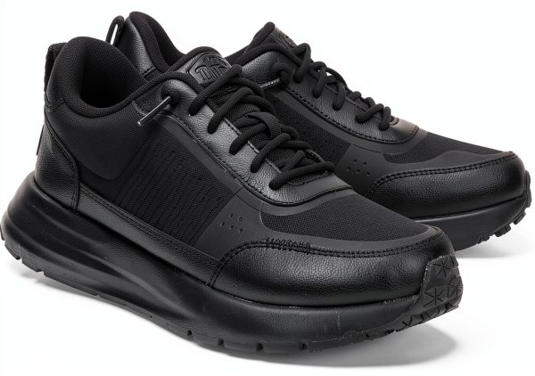 Mens Black Work Shoes Slip Resistant Water Repellent Mesh-1
