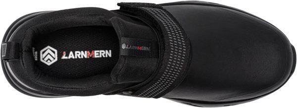 LARNMERN Slip Resistant Work Shoes Black Mens Slip On-2