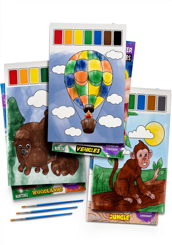 Kids using Imagination Works Paint With Water books on a table