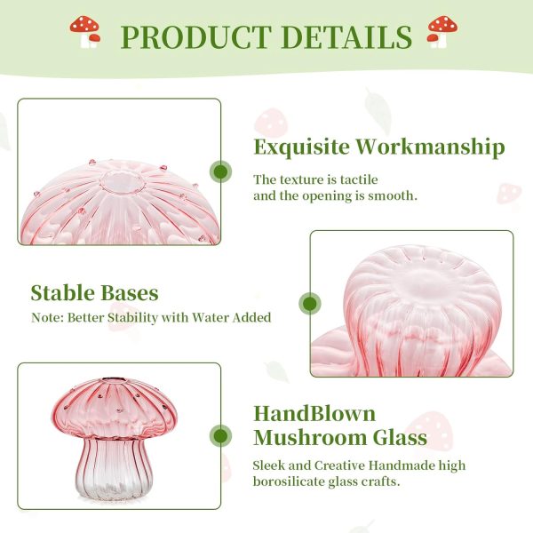 Glasseam Mushroom Glass Terrarium Planter Indoor Plant Decor-5