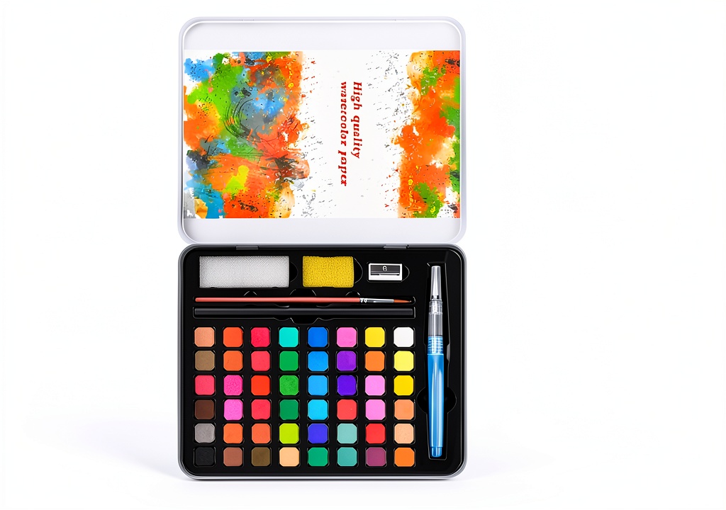 'Casleevf metallic watercolor paint set showing vibrant colors and included accessories'