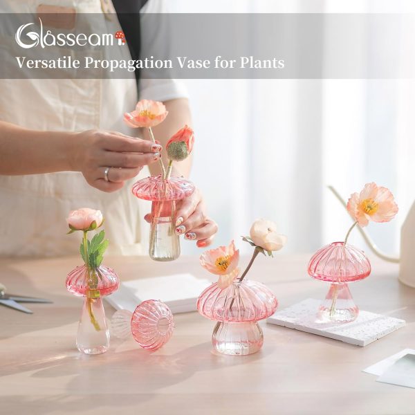 Glasseam Mushroom Glass Terrarium Planter Indoor Plant Decor-2