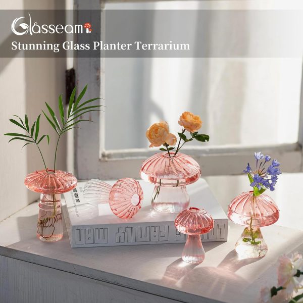 Glasseam Mushroom Glass Terrarium Planter Indoor Plant Decor-3