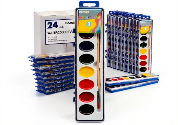 Ezzgol Watercolor Paint Set 24 Pack Non Toxic Washable-0