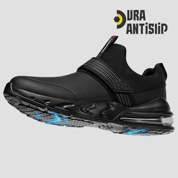 LARNMERN Slip Resistant Work Shoes Black Mens Slip On-3