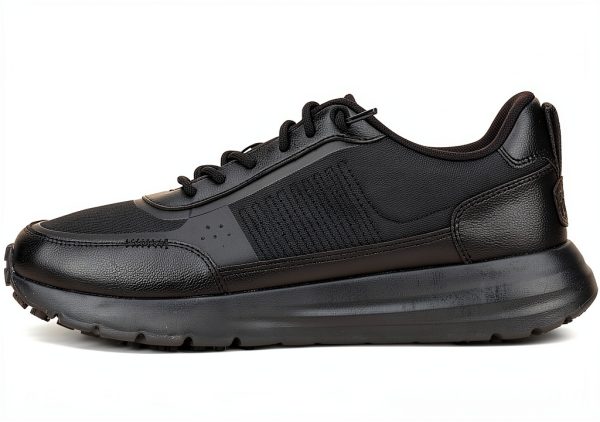 Mens Black Work Shoes Slip Resistant Water Repellent Mesh-0