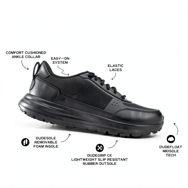 Mens Black Work Shoes Slip Resistant Water Repellent Mesh-3