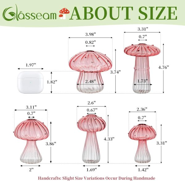 Glasseam Mushroom Glass Terrarium Planter Indoor Plant Decor-4