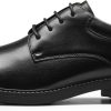 Bruno Marc Non Slip Work Shoes Men Black PU Oxfords-1