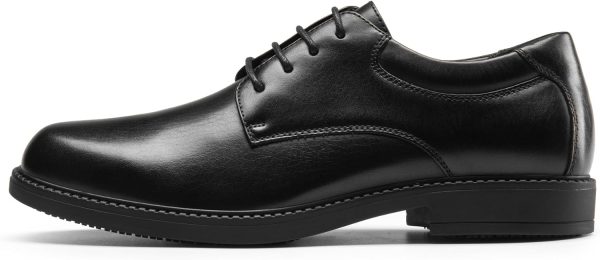 Bruno Marc Non Slip Work Shoes Men Black PU Oxfords-1