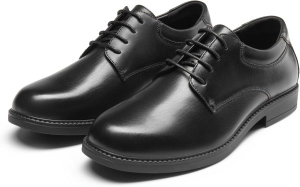 Bruno Marc Non Slip Work Shoes Men Black PU Oxfords-2