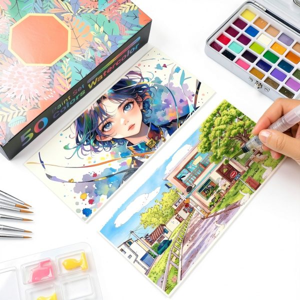 APOGO Watercolor Paint Set 50 Colors Non Toxic for Artists-5