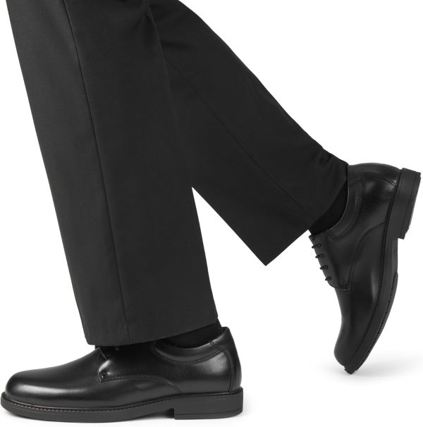 Bruno Marc Non Slip Work Shoes Men Black PU Oxfords-5