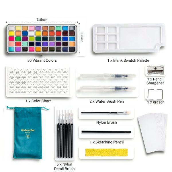 APOGO Watercolor Paint Set 50 Colors Non Toxic for Artists-6