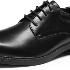 Bruno Marc Non Slip Work Shoes Men Black PU Oxfords-0