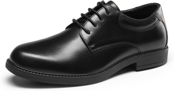 Bruno Marc Non Slip Work Shoes Men Black PU Oxfords-0