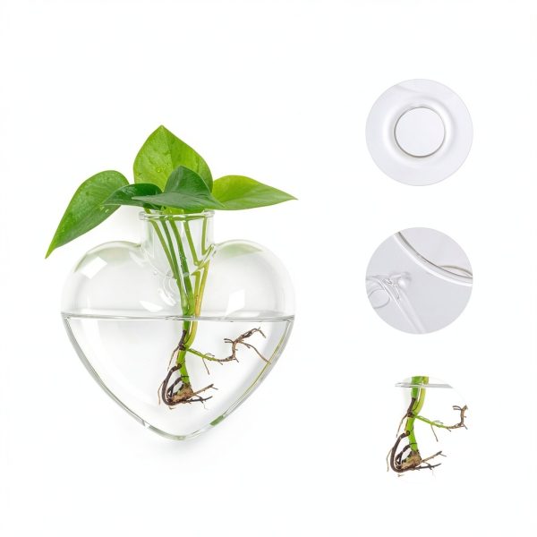 Heart Hanging Vase XXXFLOWER Glass Plant Decor-2