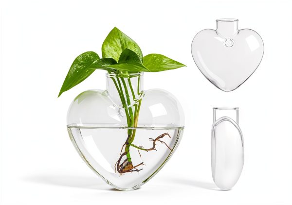 Heart Hanging Vase XXXFLOWER Glass Plant Decor-1