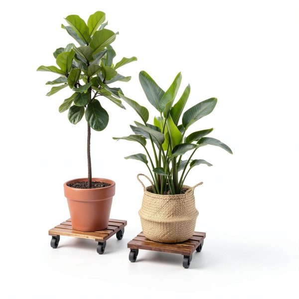 Bamworld Square Planter Caddy Brown 12-14in-5