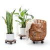 Acacia Plant Caddy Bamworld Metal Wood Brown-5