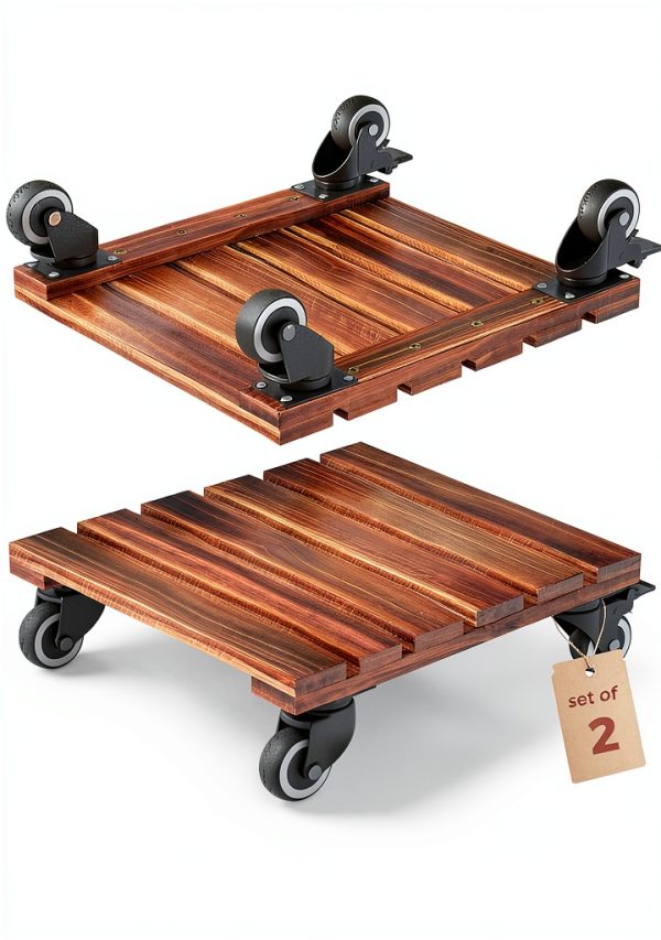 Bamworld Square Planter Caddy Brown 12-14in-0