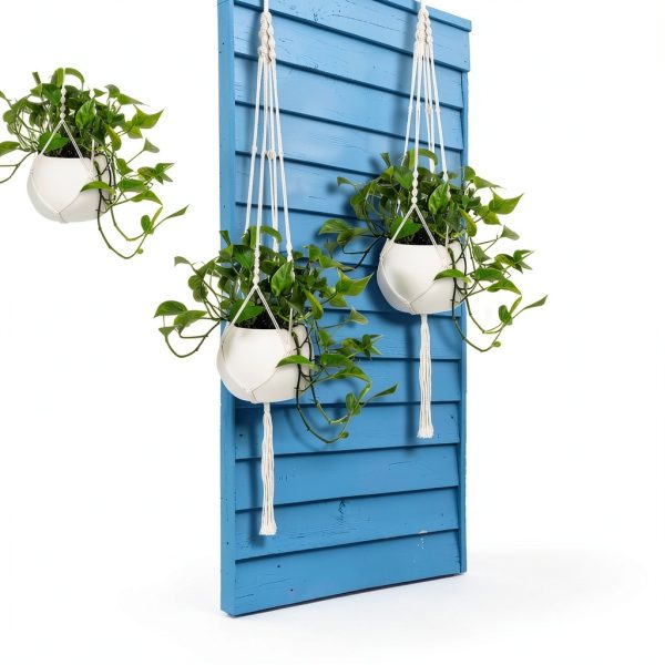 MIPON Boho Cotton Hanging Plant Hanger Ivory-6