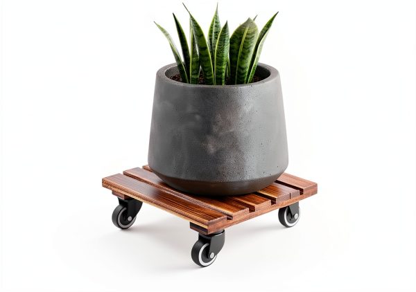 Bamworld Square Planter Caddy Brown 12-14in-2