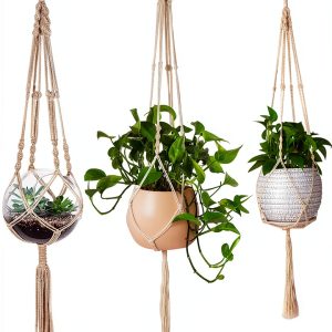 MIPON Boho Cotton Hanging Plant Hanger Ivory-0