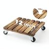Bamworld Plant Caddy 12inch Brown Hardwood Wheels-3