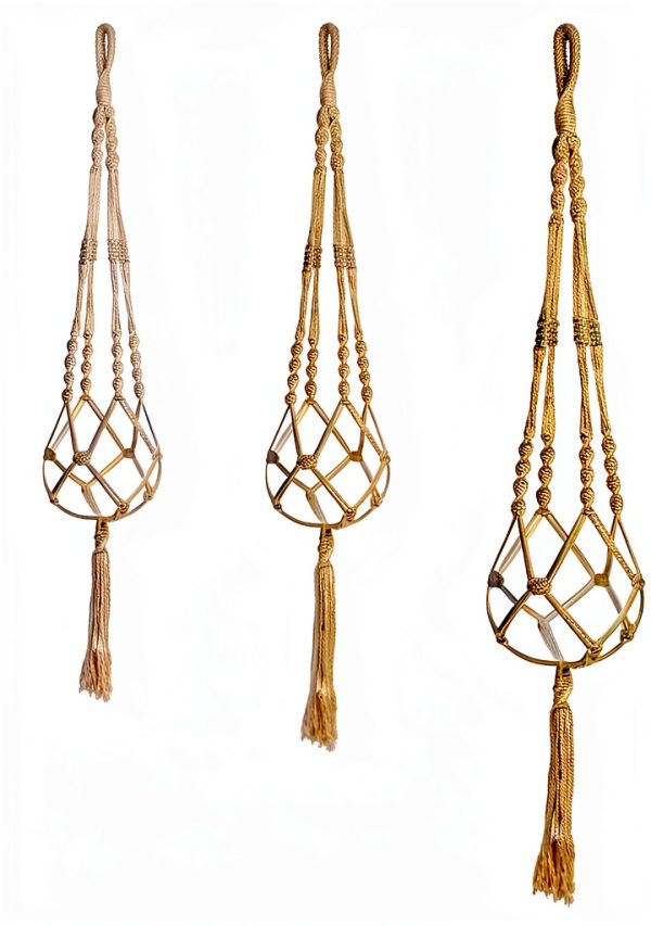 MIPON Boho Cotton Hanging Plant Hanger Ivory-3
