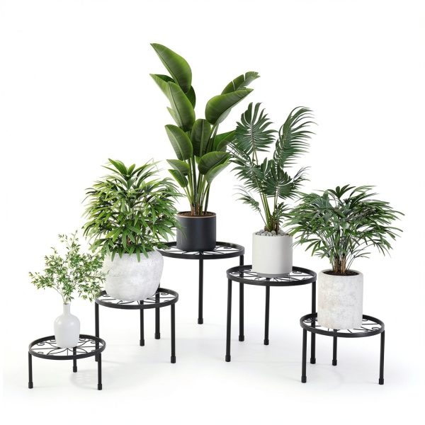 Metal Plant Stand 5 Pack Black Linpla High‑Strength Iron Stand Set-3