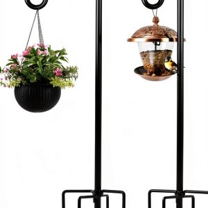 Shepherd's Hook 2-Pack Black Rustic Metal for Garden ToyHotels-0