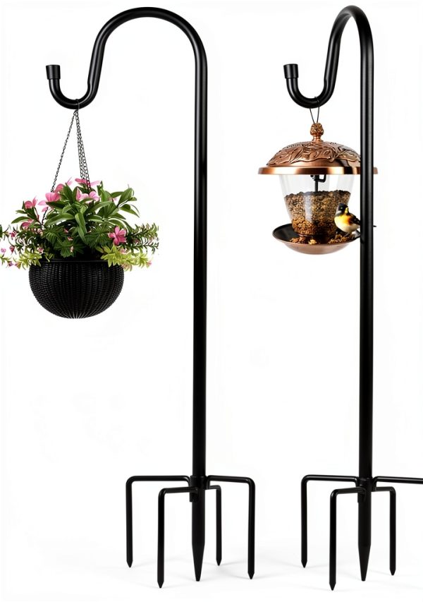 Shepherd's Hook 2-Pack Black Rustic Metal for Garden ToyHotels-0