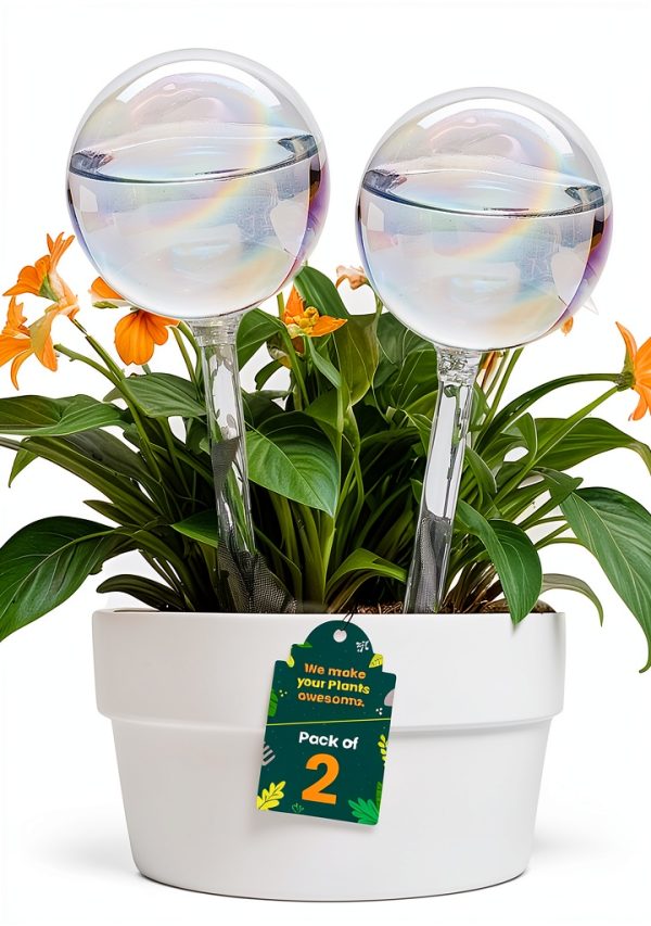Self Watering Plant Globe PlanKKers Medium Iridescent Glass Watering-0