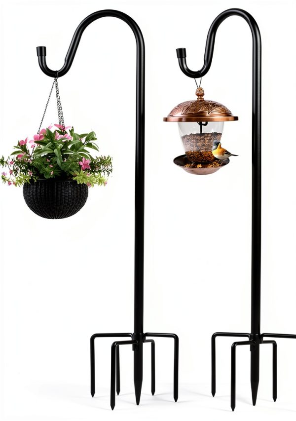 Shepherd's Hook by ToyHotels Outdoor Steel Hook Set 2‑Piece Black-0