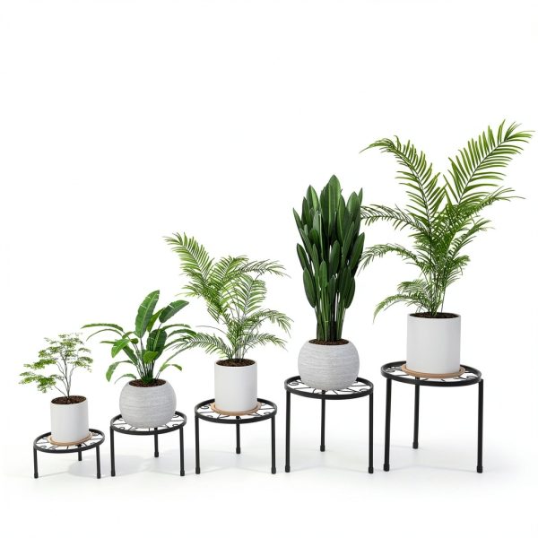 Metal Plant Stand 5 Pack Black Linpla High‑Strength Iron Stand Set-1