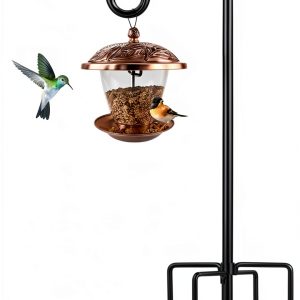 ToyHotels Shepherd's Hook Outdoor Bird Feeder Stand Rustic Metal 94in-0
