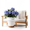Fielda Self-Watering Planter 8 Inch Round Plastic Pot with Tray Navy-5