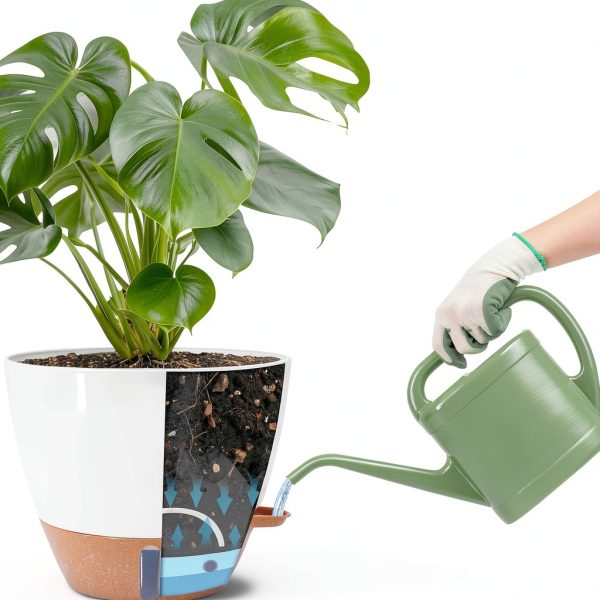 Fielda 10 Inch Plastic Planter with Self Watering Tray Navy Blue-2