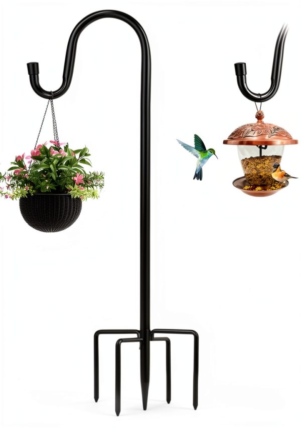 Shepherd's Hook 2-Pack Black Rustic Metal for Garden ToyHotels-7