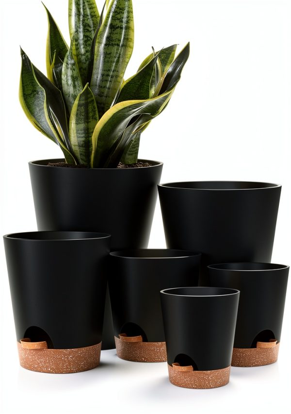 Plastic Planter Set YNNICO 6-Piece Indoor Combo with Self-Watering-0