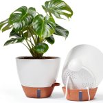 Fielda 10 Inch Plastic Planter with Self Watering Tray Navy Blue-0