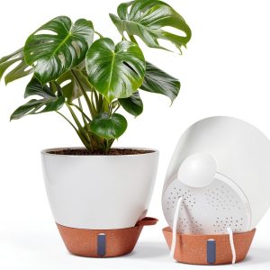 Fielda 10 Inch Plastic Planter with Self Watering Tray Navy Blue-0