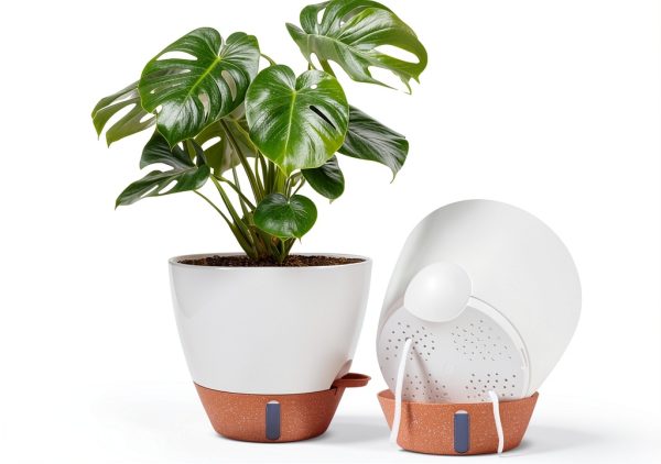 Fielda 10 Inch Plastic Planter with Self Watering Tray Navy Blue-0