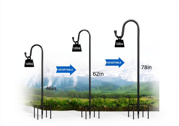 Shepherd's Hook 2-Pack Black Rustic Metal for Garden ToyHotels-2