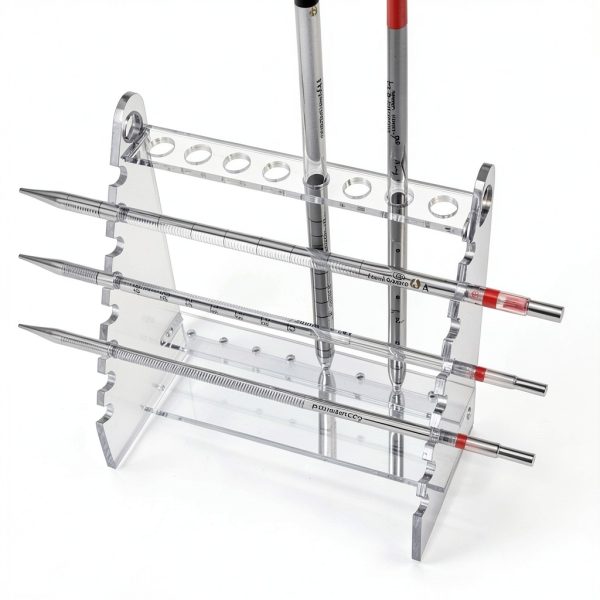 Trapezoid Organic Glass Pipette Rack, Laboratory Supporting Holder Bracket with 1.5cm Holes-1