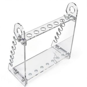 Trapezoid Organic Glass Pipette Rack, Laboratory Supporting Holder Bracket with 1.5cm Holes-0