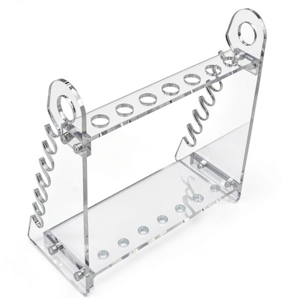 Trapezoid Organic Glass Pipette Rack, Laboratory Supporting Holder Bracket with 1.5cm Holes-0
