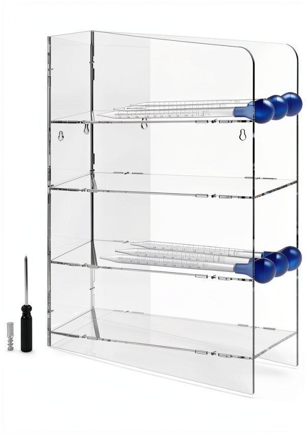 Acrylic Pipette Rack FOUR ES Scientific – Wall‑Mounted 4‑Compartment-0